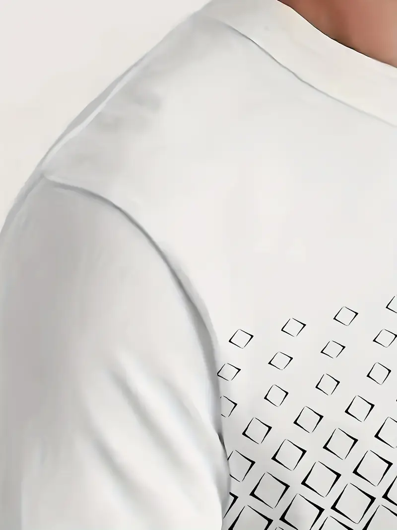 Men's Geometric Grid Graphic Oversized Crew Neck Sweatshirt - Casual Streetwear Top 2-4-1