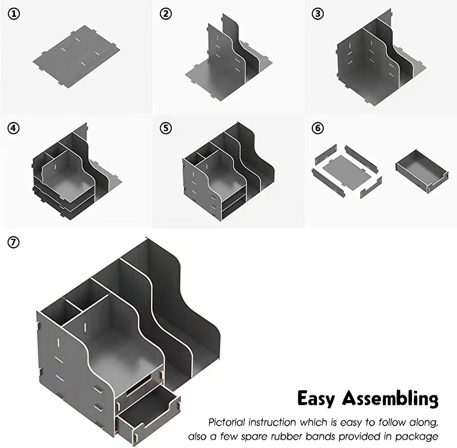 Multi-Level Stackable Desk Organizer with Drawers Space-Saving Workspace Solution