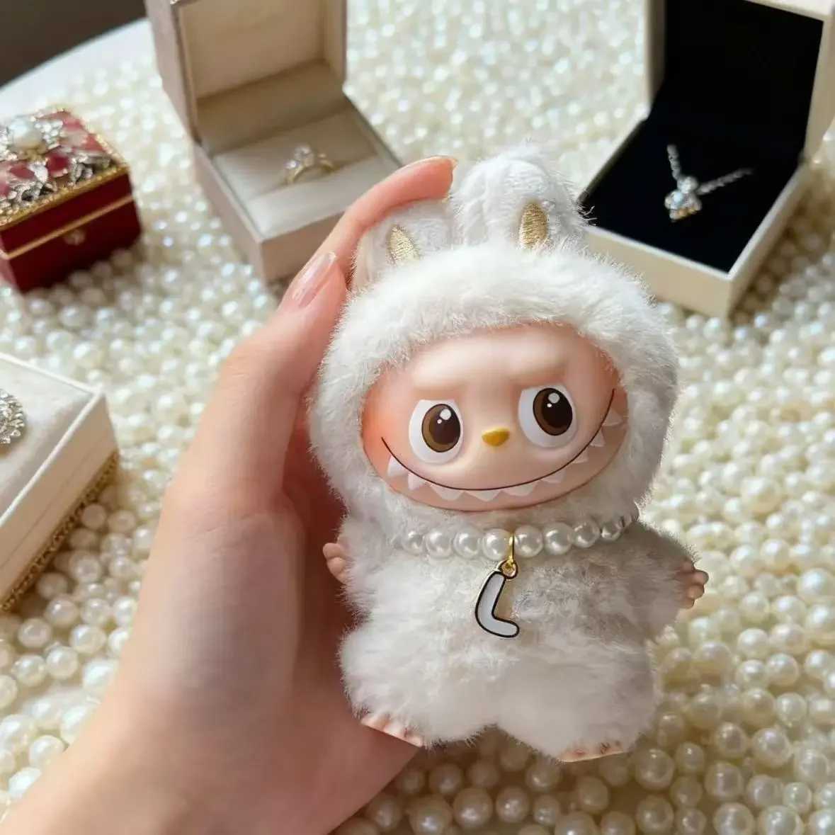 Mini Labubu Pendant Accessories Letter Pearl Necklace For Labubu V4 Pin For Love Clothes Labubu Series Doll Clothes AccessoriesT251018