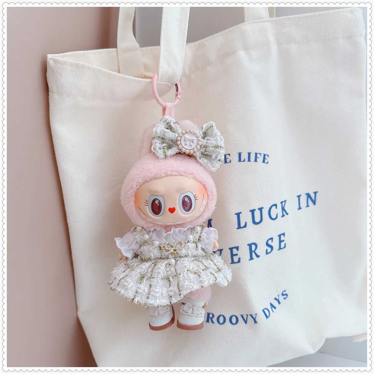 17cm Labubu Doll Accessories Clothes Advanced Luxury Design Sweet Woolen Shawl Suit Skirt Labubu Clothes Messenger Bag LoafersT251018