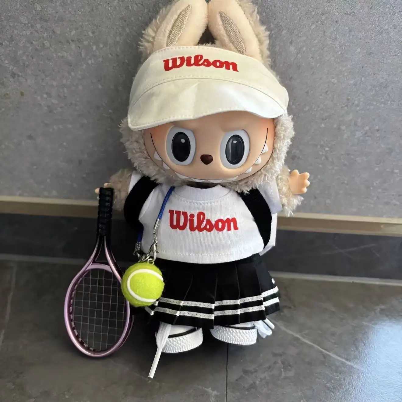For 17cm Labubu Doll Clothing set Tennis T Shirt Hat Pants skirt Shoes Outfit Labubu 30 Dolls Clothes Diy Toys AccessoriesT251018