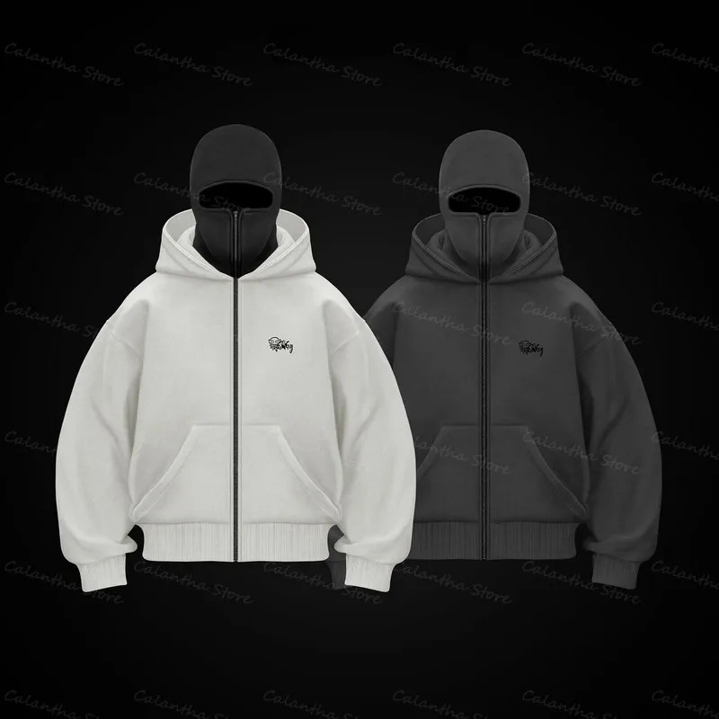 Sweatshirt with Hooded Face Balaclava Zip Hoodie Winter Warm Casual Sports Jacket Outdoor Activities Mask Zipper Mens 251010