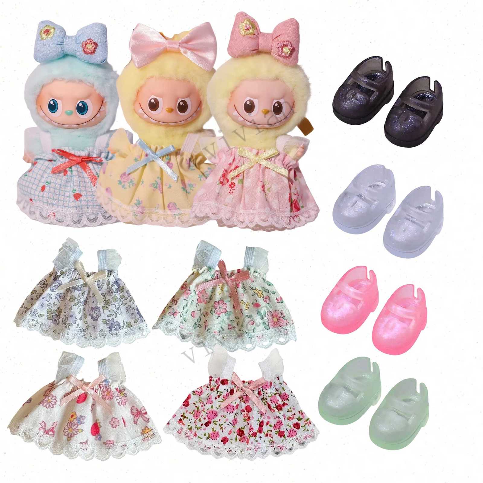 For Labubu 40 The Monsters Pin for Love Series Floral suspender skirt For Mini Labubu Clothing Floral Dress Doll AccessoriesT251018