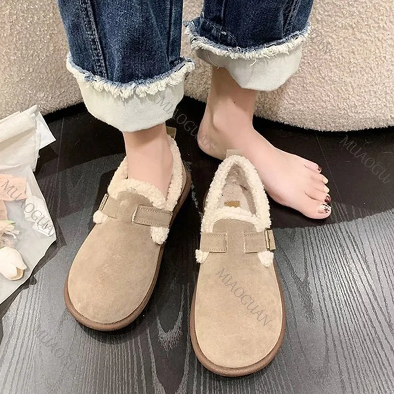 Women Winter Cotton Shoes Outdoor Fashion Fur Fluffy Flats Shoe Casual Slip on Flat Bottom Ladies Warm Round Toe Casual Sneakers 251013