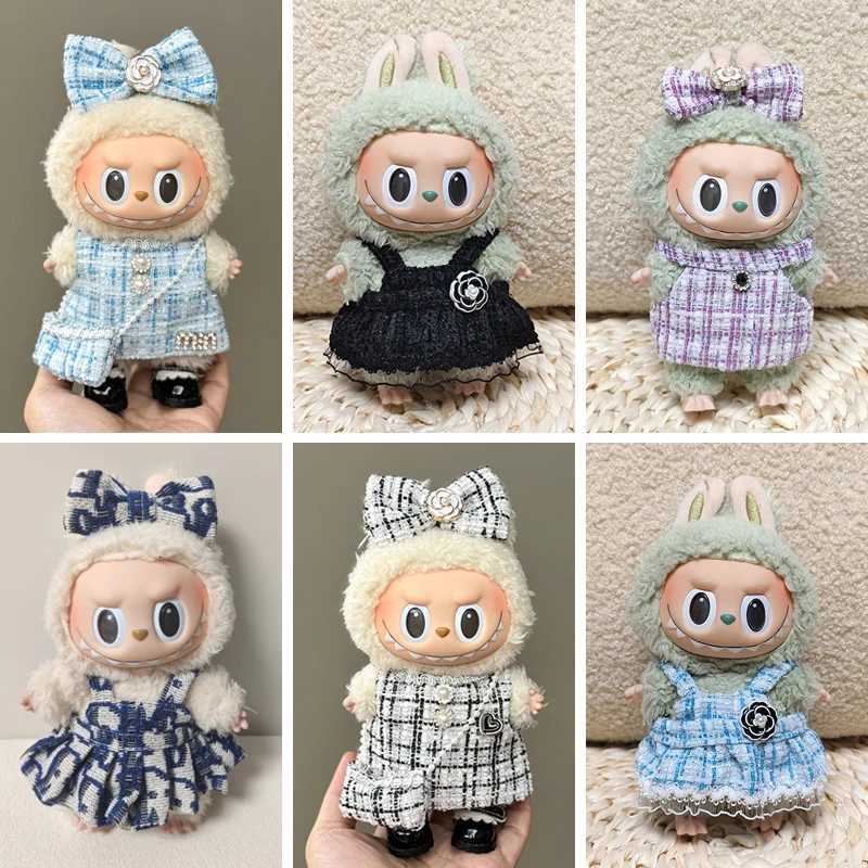 For 17cm Mini Doll Labubu Luxury Clothing Set Bow Headband dress Outfit 30 Labubu Doll Sitting Party Decorations AccessoriesT251018