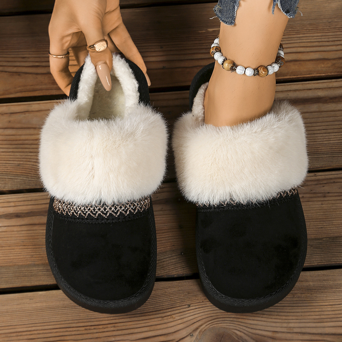 Designer shoes free shipping 2025 winter new flat snow boots for women fashionable outerwear home added fleece keep warm slippers