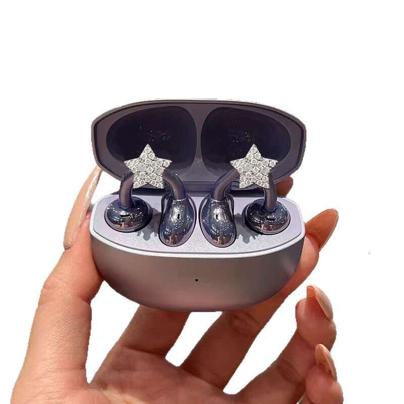 Suitable for Women Full Dia Five-Pointed Star Headphone Buckle Niche Versatile Daily Earrings Accessories New Model
