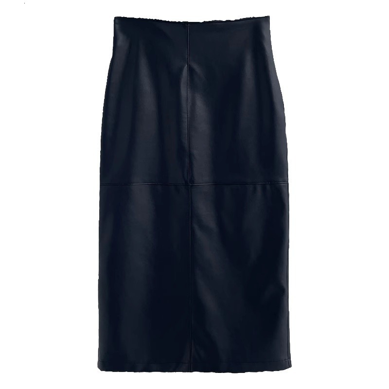 Leather Skirt Half Skirt Women Autumn Winter New Style Elegant Slimming PU Leather MidLength Bodycon Skirt High Waist Draped Half Skirt 240813