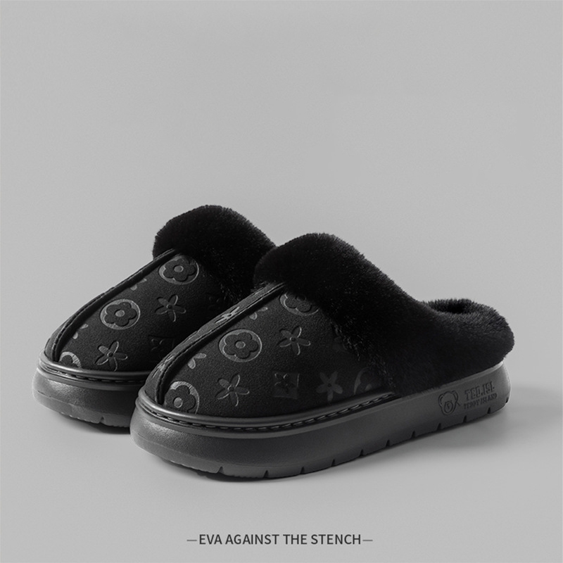 Designer slippers Home couple suede indoor anti slip home warm soft bottom with plush cotton mop for woman and men