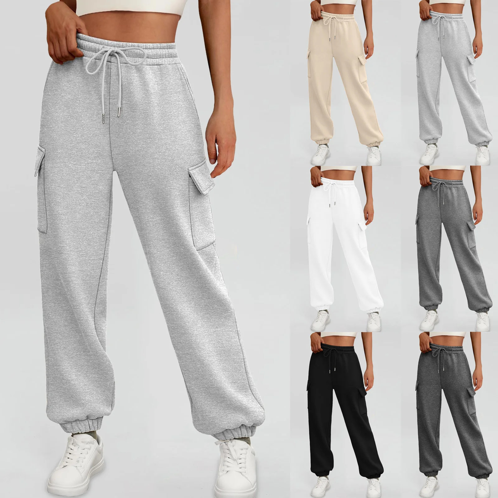 Womens Sweatpants Fleece Lined Baggy Athletic Jogger Trousers With Pockets Fall Casual Trendy Cargo Pants Outfits 251017