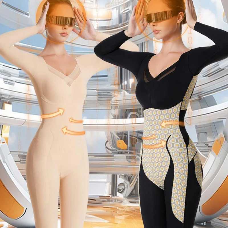 PRAYGER Autumn Winter Warm Body Thermal Clothes Women Invisible Long Johns Set One Piece Comfortable Slim Underwear Open Butt T251018