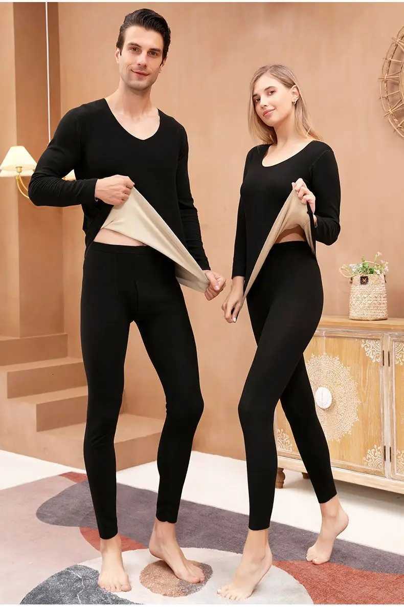 New Ab Reversible Fleece Seamless Thermal Underwear Set for Women and Couples Autumn Tops and Trousers Winter Base Layer T251018