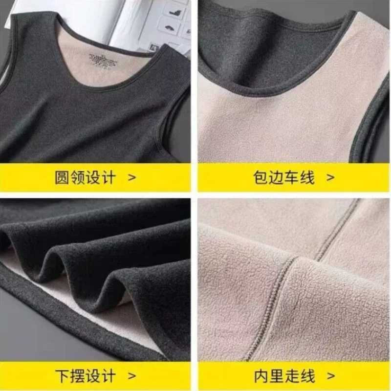 Mens Heat Vest Solid Base Thick Slim Comfortable Thermal Shirt Sleeveless Round Neck Velvet Thickening Thermal Underwear XL4XL T251018