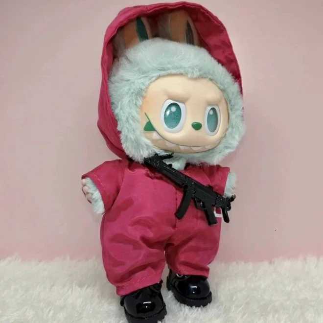 Fashion 15 17cm For Labubu Doll Luxury Jacket Clothing Toys Korean Kpop Idol Squid Jumpsuit Cool Black Mask Clothes AccessoriesT251018