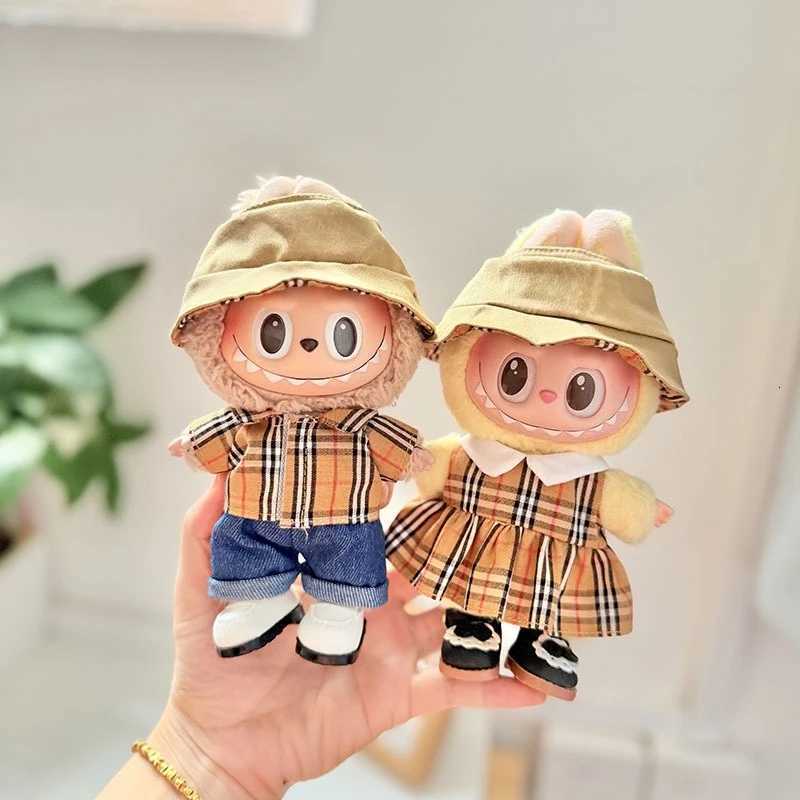 For 1517cm Labubu Doll Fashion Brown Checkered Clothes Skirt Hat Pants Set Labubu Clothing Dolls 30 Design Diy Toy AccessoriesT251018