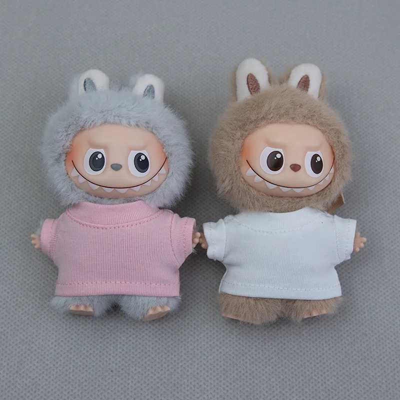 Mini Labubu Clothing Solid color Tshirt Tops For 10cm Labubu V4 The Monsters Pin for Love Series Doll Clothes Ropa LabubuT251018
