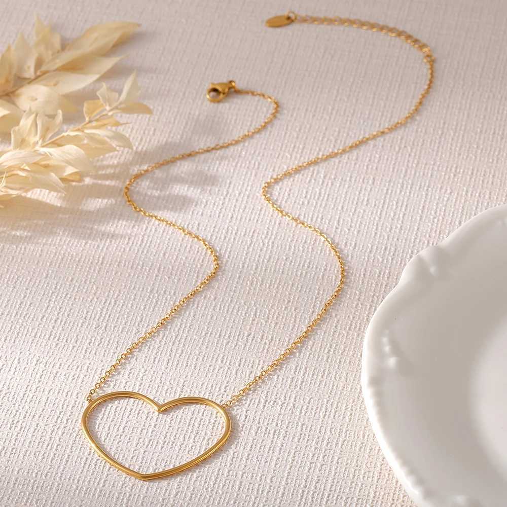 Women Simple Big Heart Love Pendant Choker Necklace Gold Plated 2 Strings Punk Clavicle Chain Jewelry Gift WholesaleXJ251018