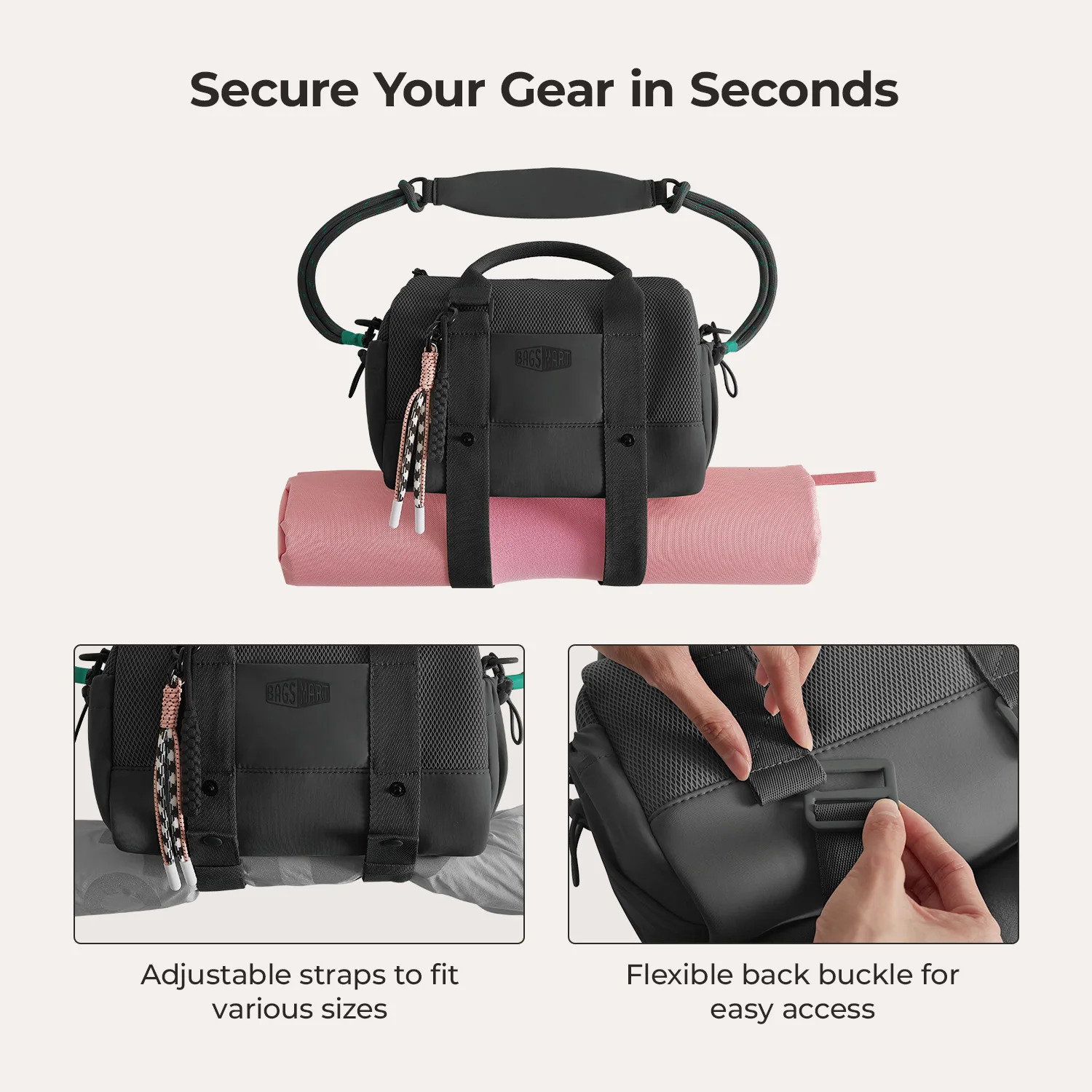 BAGSMART Boston Bag for Women Mini Duffel Shoulder Crossbody Waterproof with Wet Pocket Gym Travel Daily Beach Weekender 251014