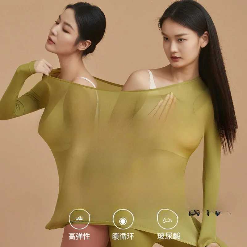 Thin Women Warm Thermal Underwear Tops Pants Acrylic Long Sleeve Autumn Female Seamless Underwear Elastic Tights Clothes Winter T251018