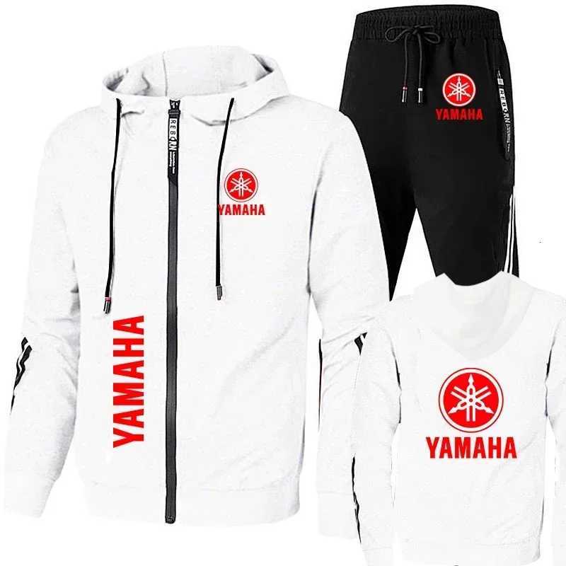 Yamaha Mens Motorcycle Racing Tracksuit Sportswear Suit with Print Zip Sweatshirt And Pant Bike Jacket for Men W251018