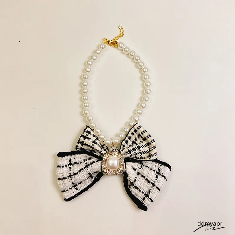 Pet Dog Necklaces With Bowknot Pearl For Kitty & Puppy - ddmyApr High-Grade Cat Necklace Jewelry