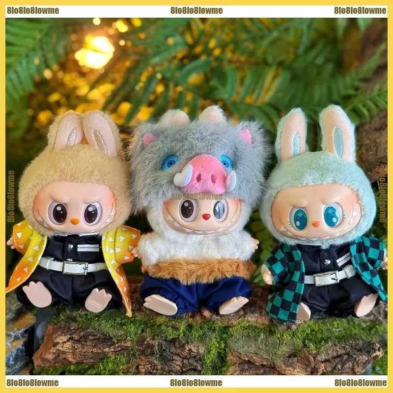 New Tanjirou Labubu Clothes Cartoon Inosuke Zenitsu Shinobu Outfit with Sun Wheel Knife Mini Plush Doll Clothing AccessoriesT251018