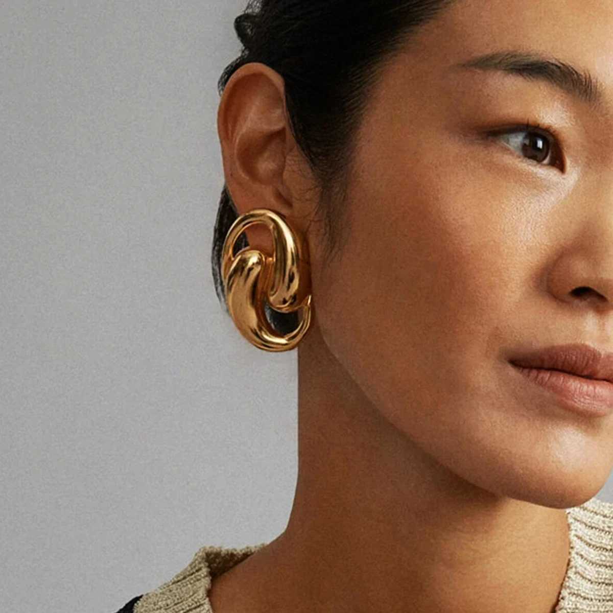 Uworld Minimalist Classic 18k Gold Color Plated Droplet Shaped Smooth Hollow Earrings Hypoallergenic Stainless Steel Jewelry Gif Y251018