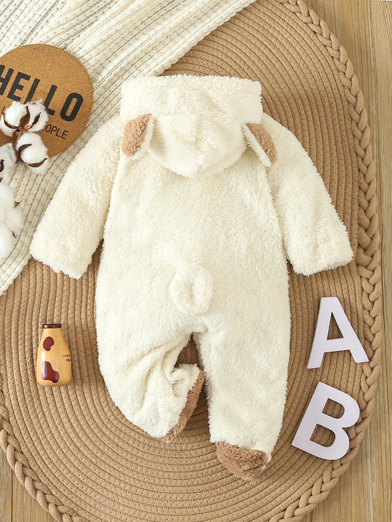 born Baby Grils Boys Footed Romper Winter Warm Fleece Cute Costume Baby Boys Clothes Animal Baby Pajamas Hooded Jumpsuits 251014