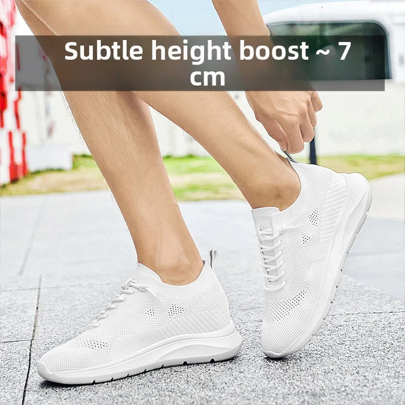 Summer Heightening Shoes Mesh Breathable Elevator Shoes for Men Height Increase Insole 57CM Lift Men Sneakers Sport Shoes 251013