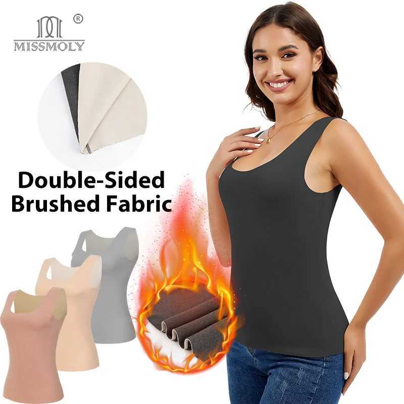 Miss Moly Women Solid Thermal Top Sleeveless Underwear DoubleLayer Thickened Wide Strap Vest Soft Keep Warm Outer Wear Shirt T251018
