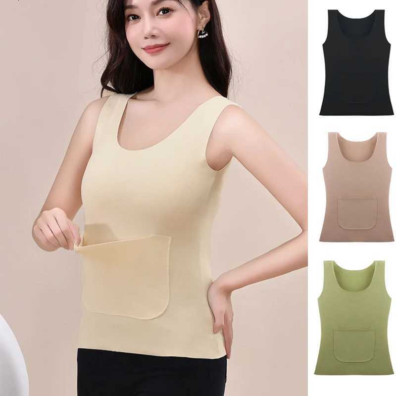 1pcs Women Thermal Underwear Camisole Female Comfortable Tops Autumn Winter Lady Undershirt With Bra Padded Slim Warm Sling Vest T251018