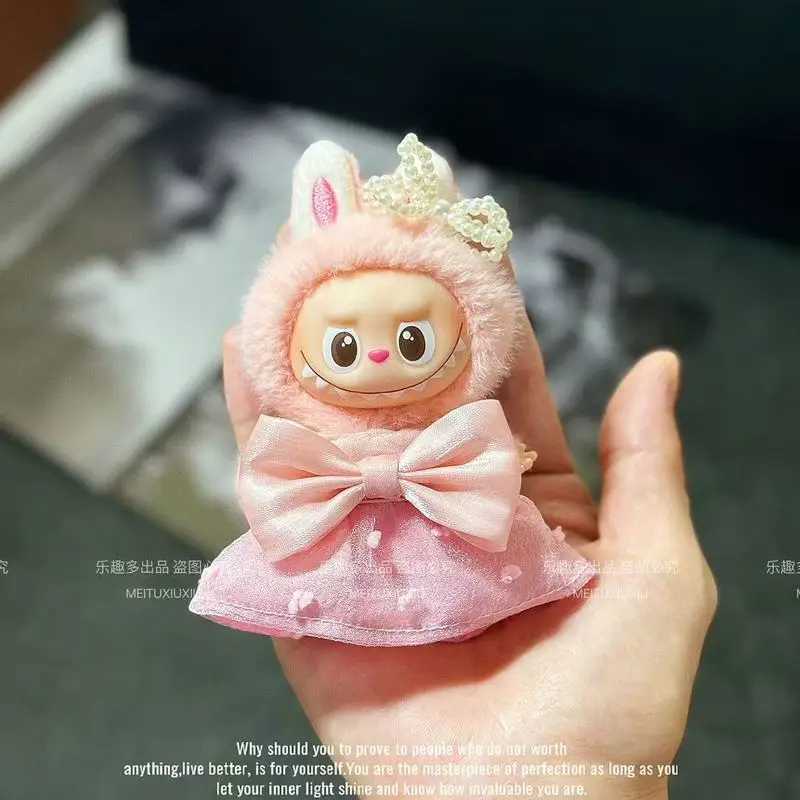 For Mini Labubu 40 Pin For Love Series Doll Pink Dress Pearl Hairpin Same Mokoko Summer Collection Labubu 40 Eye StickersT251018