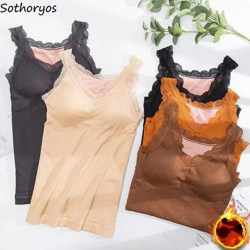 Winter Thermal Underwear Tops Women Thicker Plus Velvet Sexy Lace Vneck Solid Slim Fitness Chic Elegant Warm Seamless Sleepwear T251018