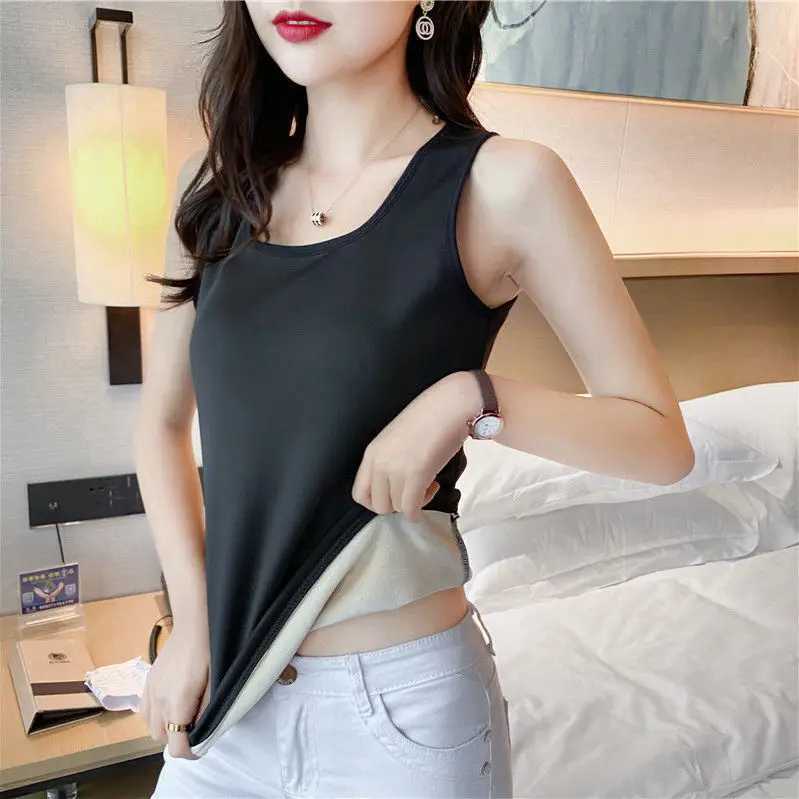 Autumn Winter Warm Women Velvet Thermal Vest Ladies Slim Corset ONeck Sleeveless Female Sexy Tops Ladies TShirt Underwear T251018