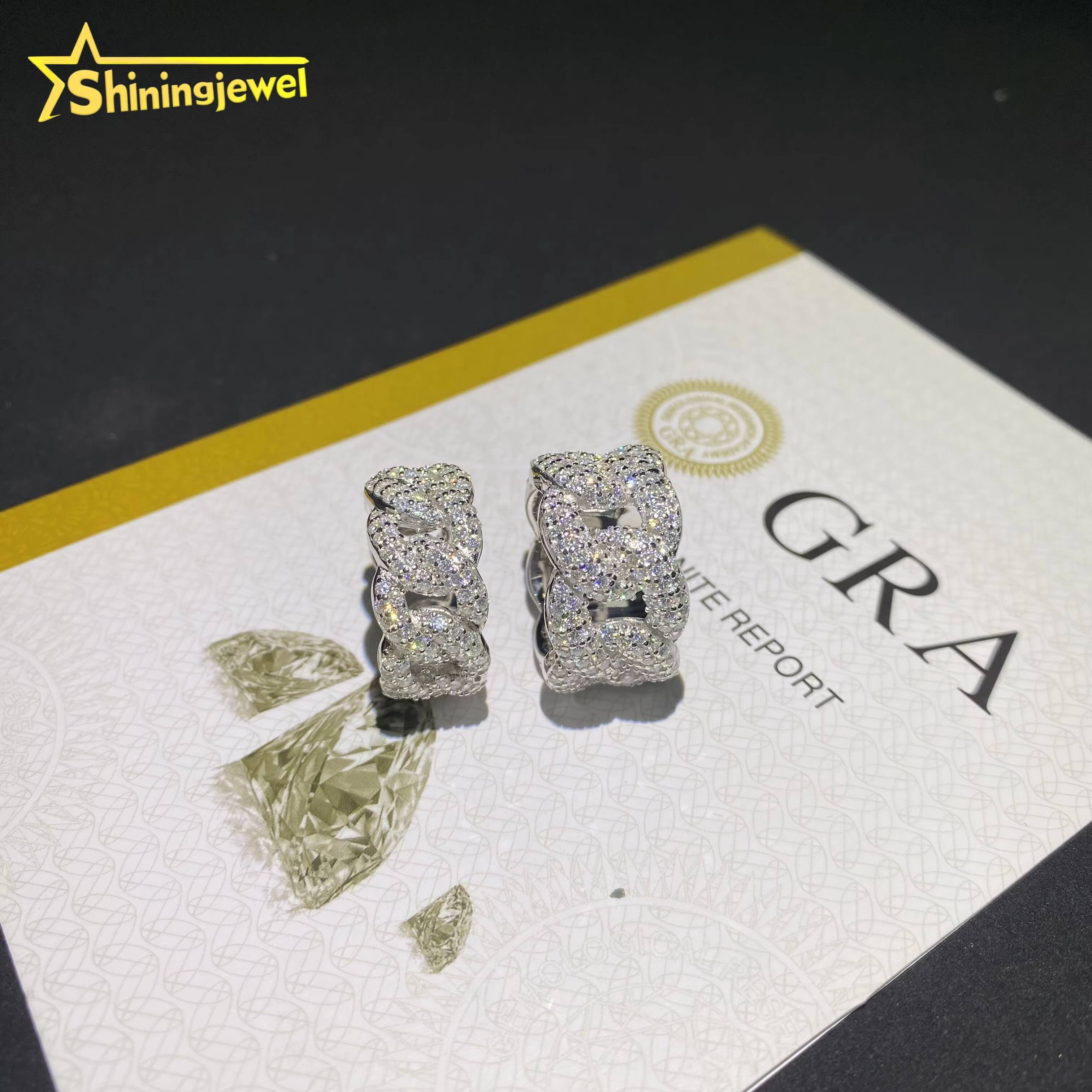 High Quality Custom Iced Out Hip Hop Men Jewelry Round Diamond Cuban Ring VVS Moissanite 925 Silver Ring GRA Certificate