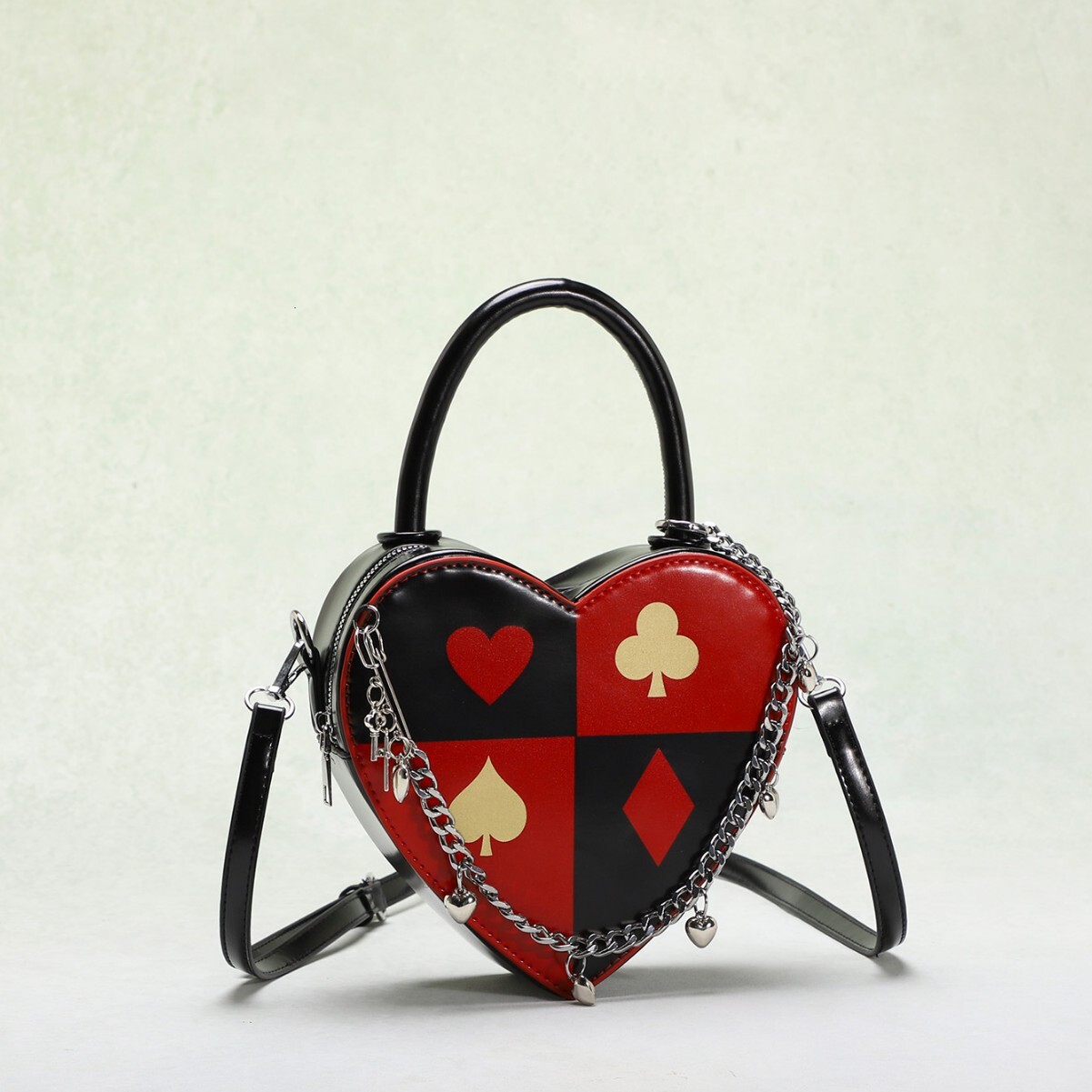 Luxury Brand Designer Bag 2025 New Spring Heart Bag For Women Creative Poker Bag Printed Chain Heart Bag Heart Handbag Crossbody Bag