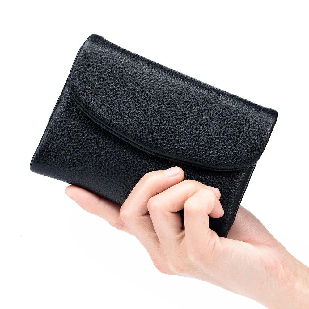 Coin Purse Genuine Cow Leather Short Wallet Trifold for Small Womens Purses Clutch Cowhide Card Holder Travel Card Wallets 251023ww