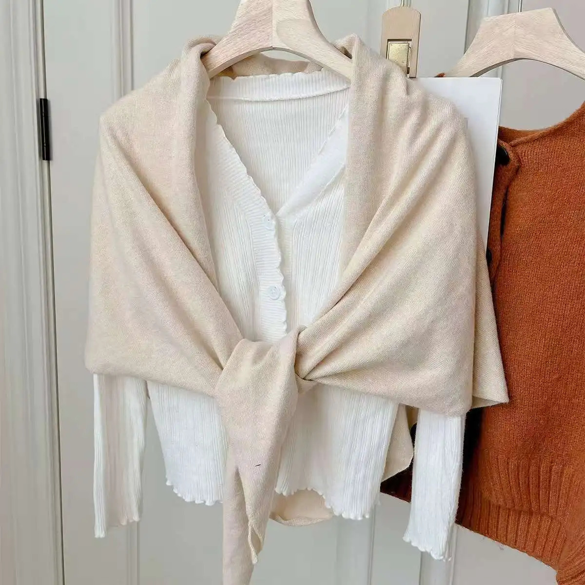 Large Triangle Scarves for Women Soft Wool Blended High Quality Scarf Autumn Winter Keep Warm Scarf 251016