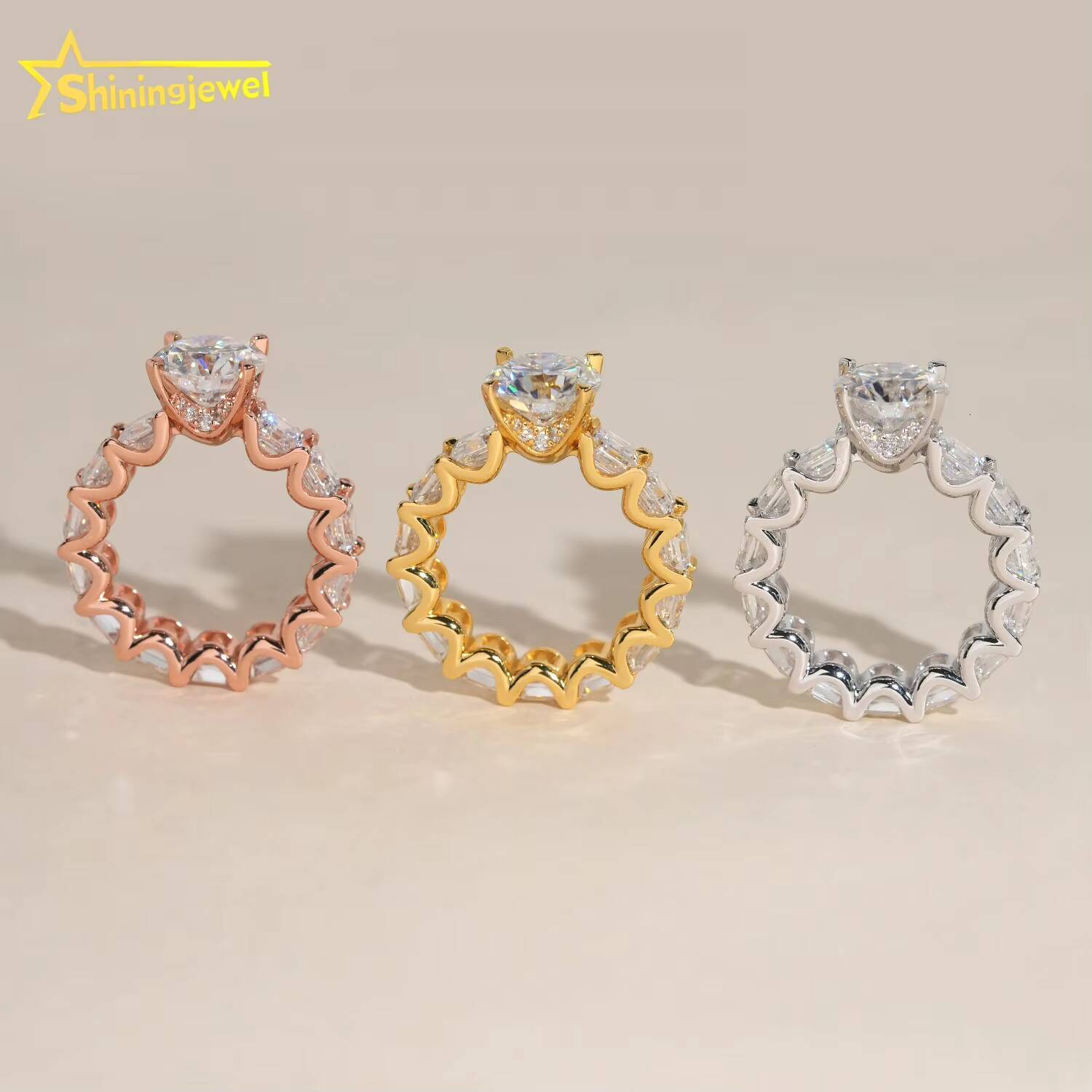 New Arrival Fully Iced Out Engagement Ring for Women 10mm Round Diamond VVS Moissanite 925 Sliver Hop Jewelry Wedding Rings