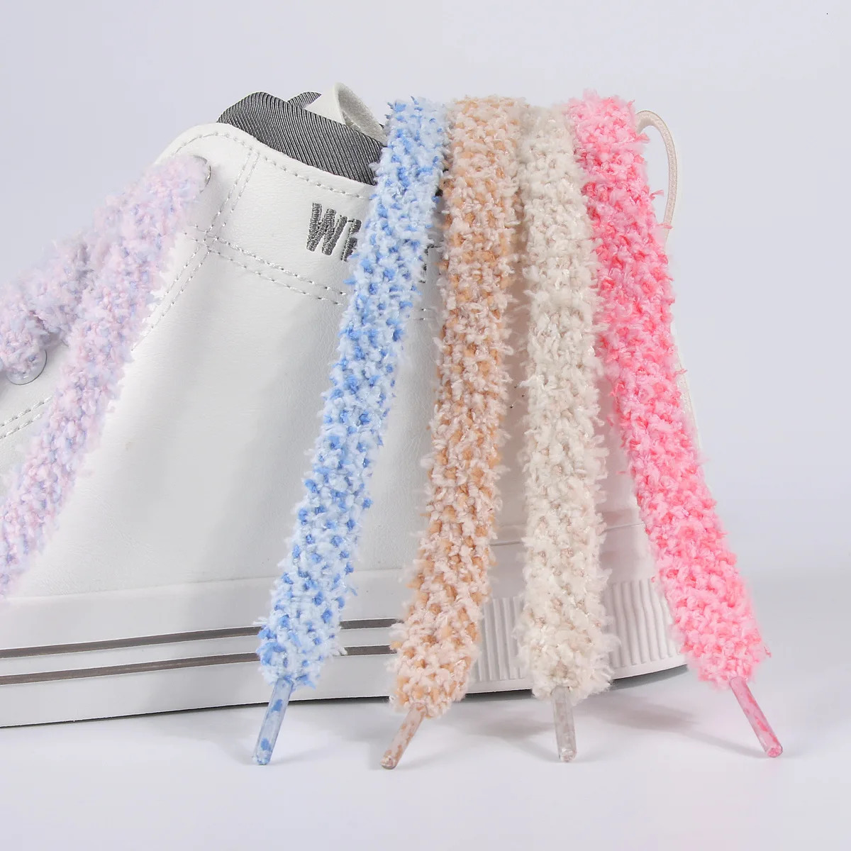 1 pair of fashionable plush shoelaces 1 cm wide flat Shoelaces for Shoes Sneaker laces Shoe accessories 100120140160 cm 251013