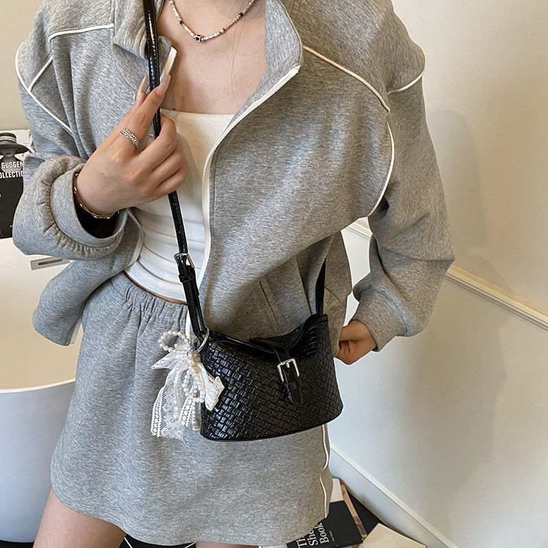 Luxury Brand Designer Bag Woven Pattern Small Bag For Women 2025 New Underarm Handbag Light Luxury Niche High-End Feel Shoulder Bag Bucket Bag