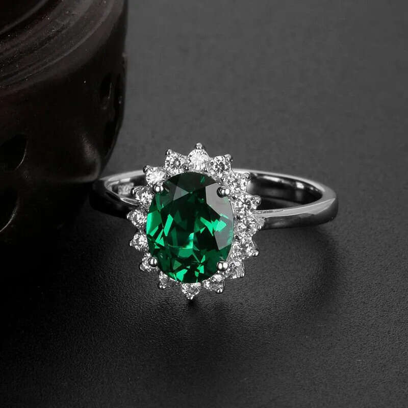 Sparkling Fashion Jewelry Cute Princess Pure 100% Sterling Sier Emerald CZ Dia Gemstones Girl's Women Wedding Band Ring Gift
