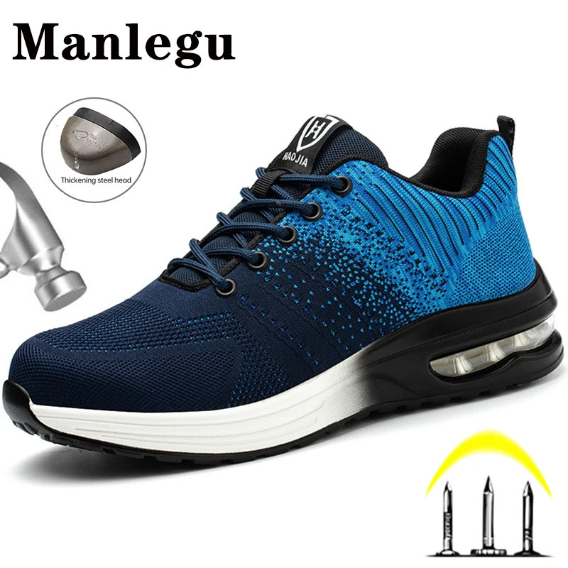 Lightweight Safety Shoes Women Men Air Cushion Work Sneakers Steel Toe Shoes Construction Safety Boots Antismash Work Shoes 251013