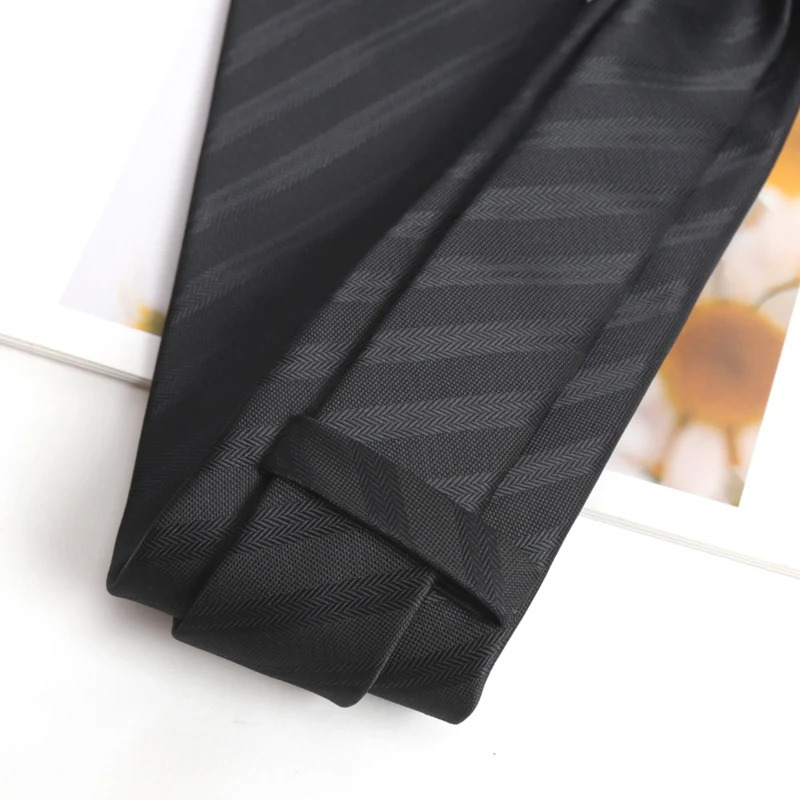Men Classic Black Tie 8CM Necktie Stripes Ties for Man Groom Jacquard Woven Elegant Neck Tie for Business Wedding Party 251014