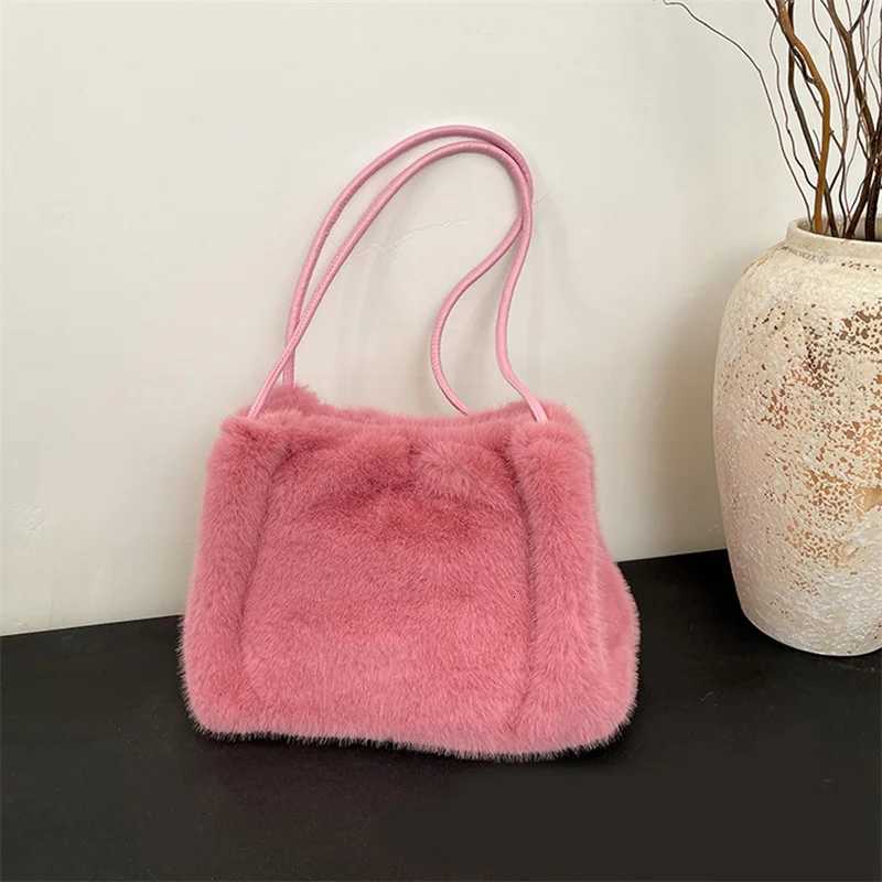 Womens Versatile Plush Crossbody Bag Fashion Korean Edition Casual Shoulder Tote Bag Single Plush Bag Z251018
