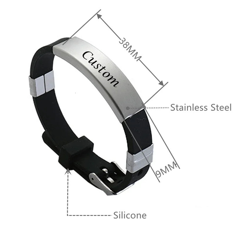 Personalized Stainless Steel AntiLost ID Bracelet SOS Custom Name Secure Soft Silicone Bangle Identity For Jewelry 251014