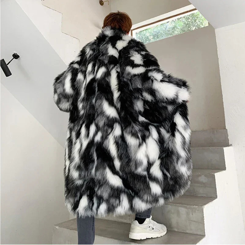 Autumn Winter Fur Coat Mens Warm Thick Parka Men Casual Long Maxi Man Streetwear Wild Loose Jacket Male Windbreaker Overcoat 251017