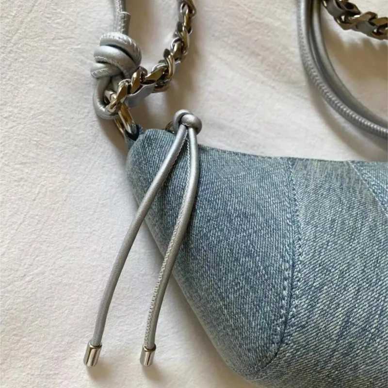 JIAERDI Retro Denim Hobos Bags Purse Women Hot Girls Chain Chic Light Blue Messenger Bag Female Harajuku Aesthetic Crossbody Bag Z251018