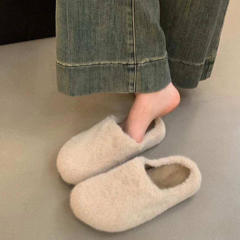 Winter Women Warm Cotton House Slippers Concise Round Toe Shoes Ladies Comfort Bedroom Flats Slides Shoes 251013