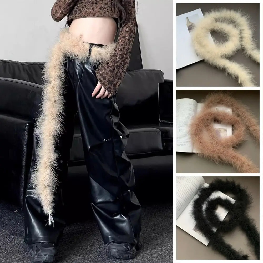 Vintage Y2k Long Fur Waistband Fluffy Hiphop Fur Waist Belt Street Dance Punk Jeans Belt Waist Accessories 251016